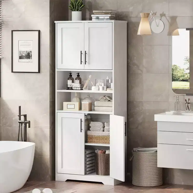 Engineered Wood Kitchen Pantry Cabinet with Microwave Stand 67