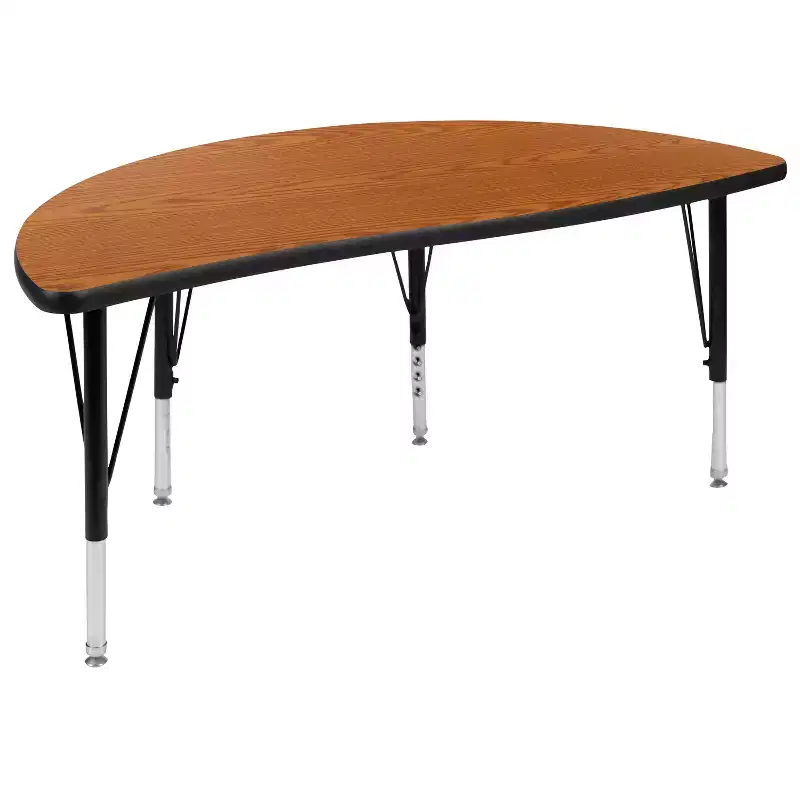 47.5 Half Circle Wave Flexible Collaborative Thermal Laminate Activity Table - Height Adjustable Short Legs