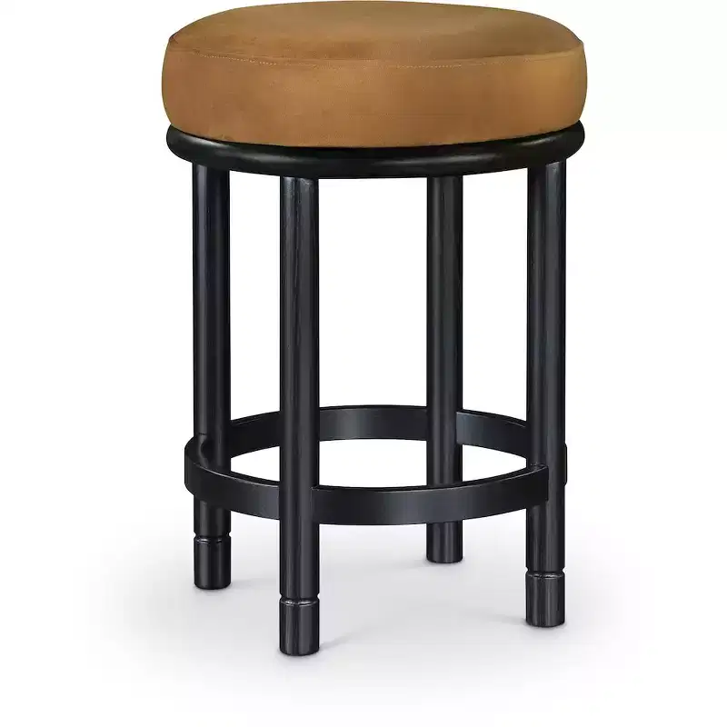 Saddle Velvet Counter Stool, Black Ash Wood Legs