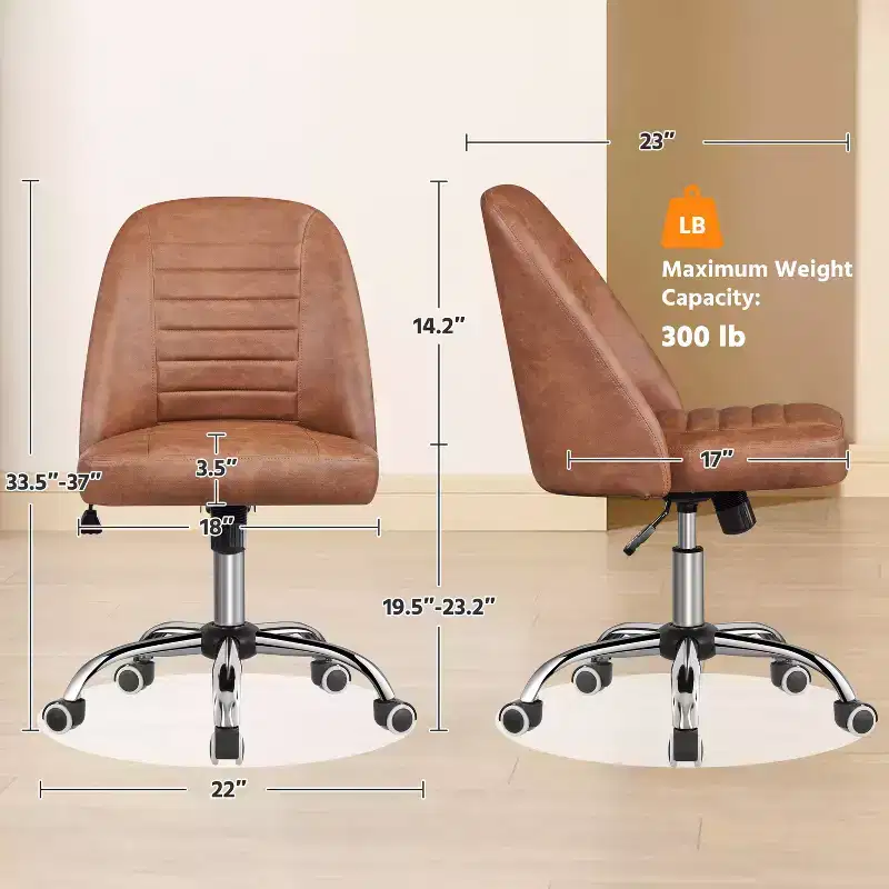 Faux Leather Mid Back Home Office Desk Chair with Chrome-plated Metal Base