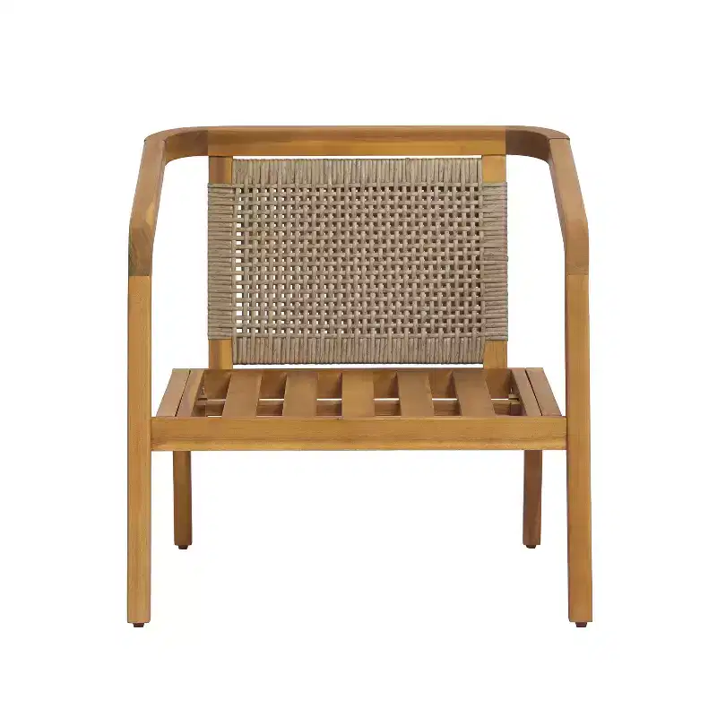 Christopher Knight Home Ethan Patio Modern Acacia Wood and PE Wicker Accent Club Chair with Cushions