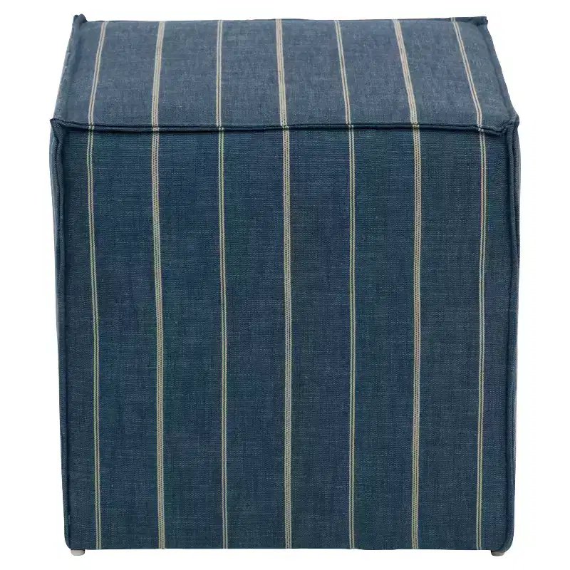 Skyline Furniture Miles French Seam Cocktail Ottoman - Fritz Indigo: Upholstered Bench, Wood Frame, Padded Seat