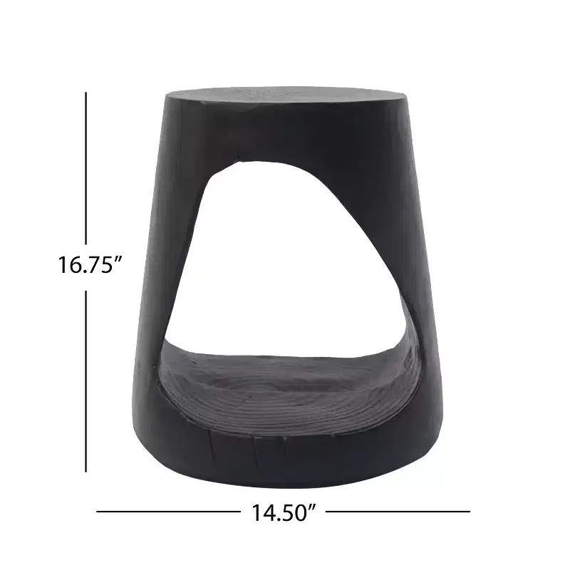 Hollow Side Table, Wood-like texture, Black Color