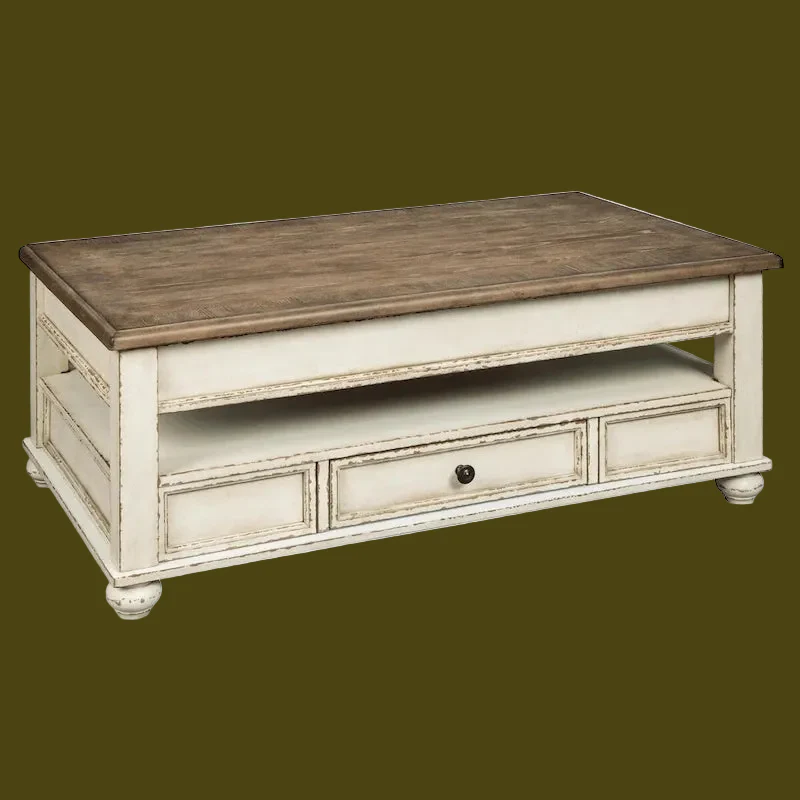 White and Brown Lift Top Coffee Table