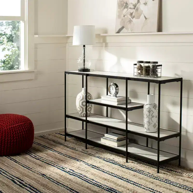 Petra 3 Tier Console Table - CNS6204A - Beige/Black - Safavieh