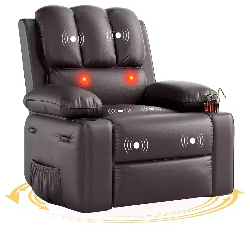 Recliner Chair,Rocking Chair with Massage and Heat,360 Swivel Living room Chairs for Adults,Rocker Manual Recliner with Cup Holder for Living Room
