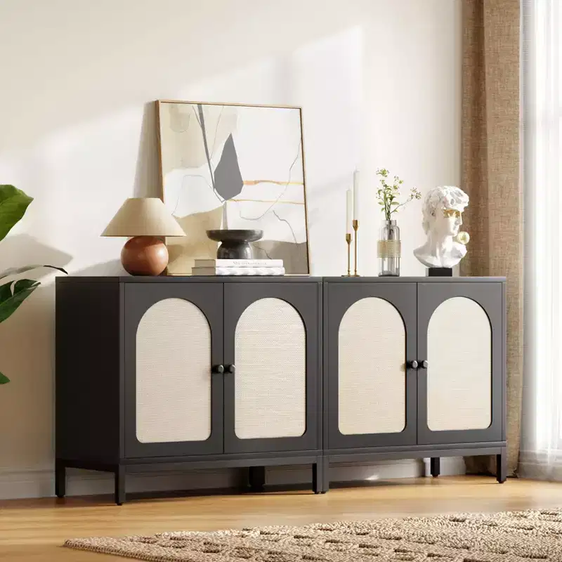 Whizmax Buffet Cabinet with Storage, Kitchen Storage Cabinet with Rattan Doors,Accent Cabinet,Sideboard Cabinet Cupboard Console Table for Living Room