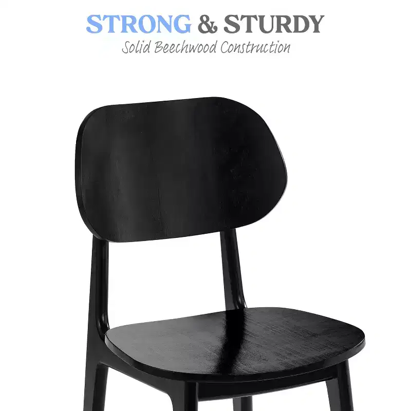 Emma and Oliver Set of 2 Solid Wood Dining Chairs with Curved Oval Backrests