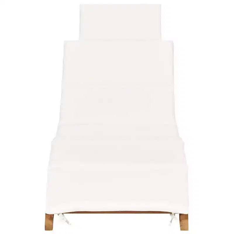 vidaXL Sunlounger Cream White Fine sanded teak hardwood Standard