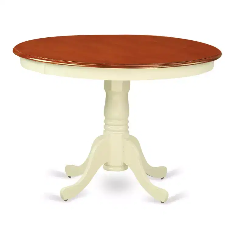 HomeStock 5-Piece Round Buttermilk and Cherry Finish Solid Wood Top Dining table with 4 Chairs