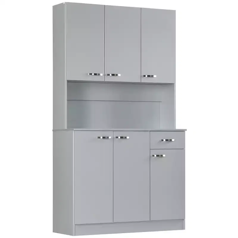 71 Kitchen Pantry Cabinet, Tall Storage Cabinet with Microwave Stand, Modern Kitchen Hutch,3 Adjustable Shelves for Living Room, Dining Room