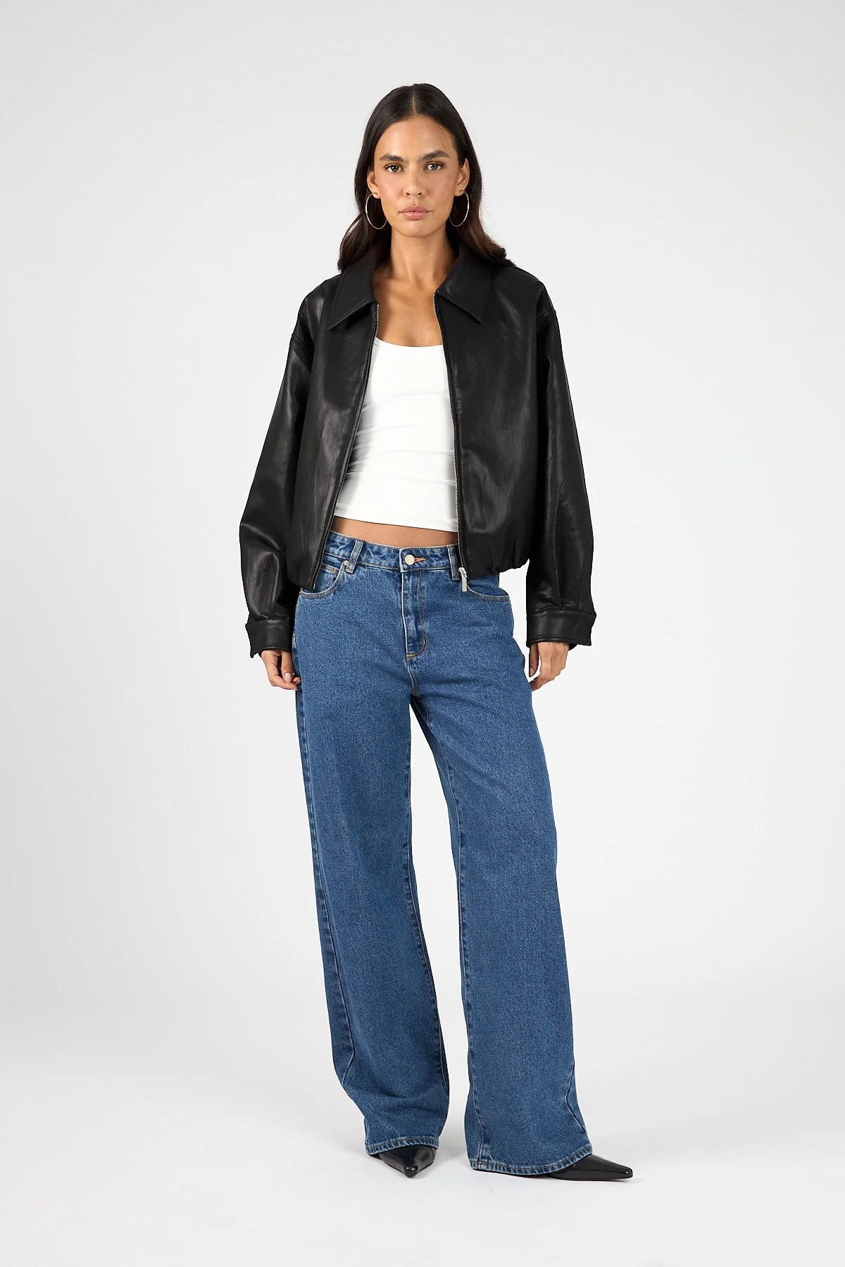 Bubble PU Bomber Jacket Black