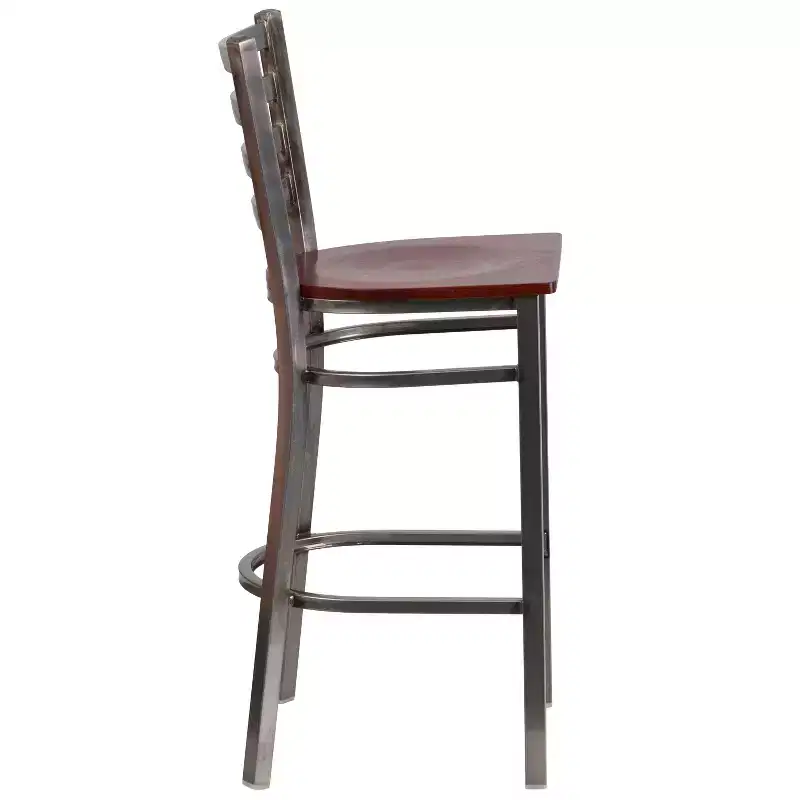 2 Pack Clear Coated Ladder Back Metal Restaurant Barstool