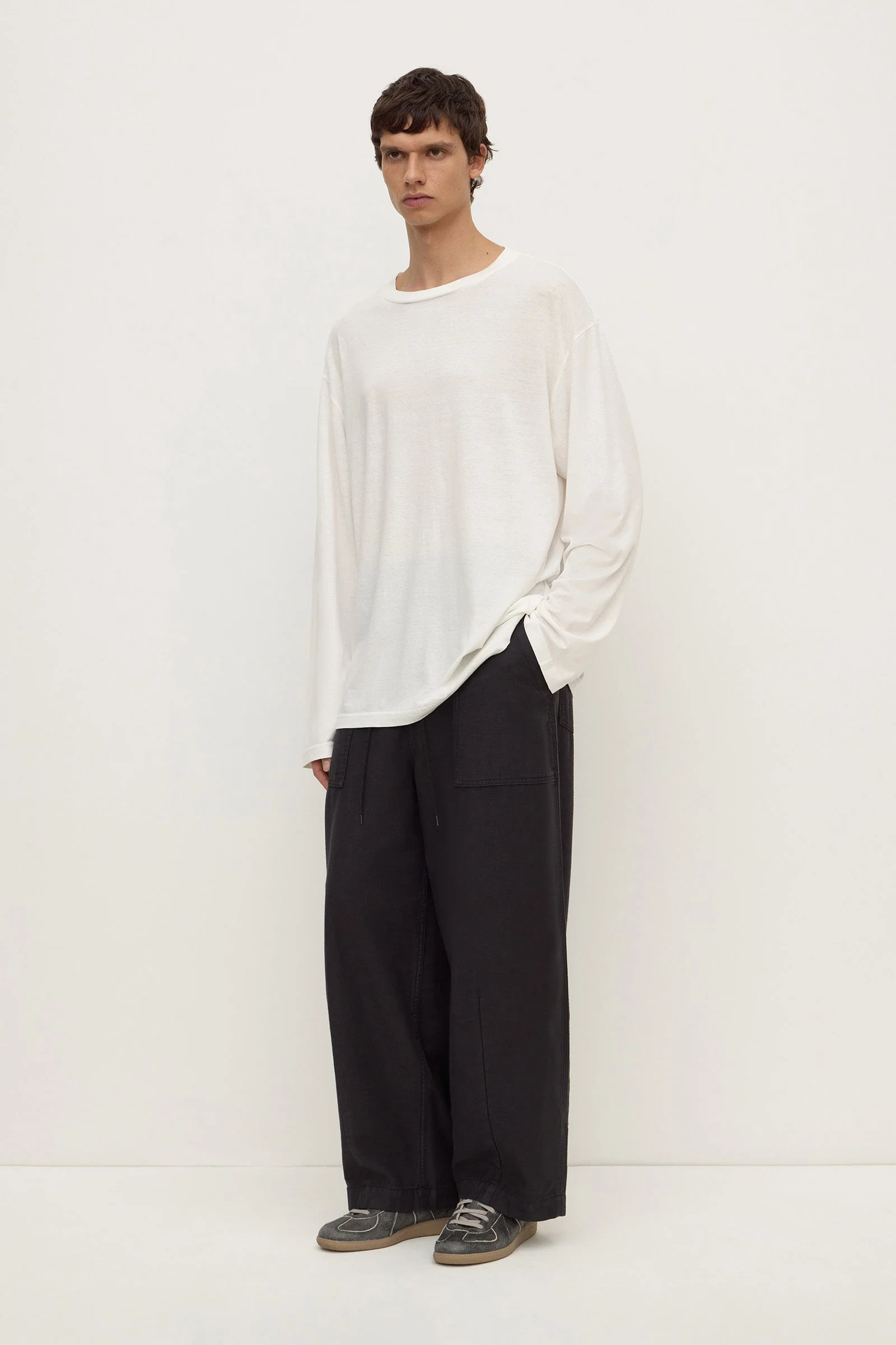 Antique White Cotton Hemp Long Sleeve Tee