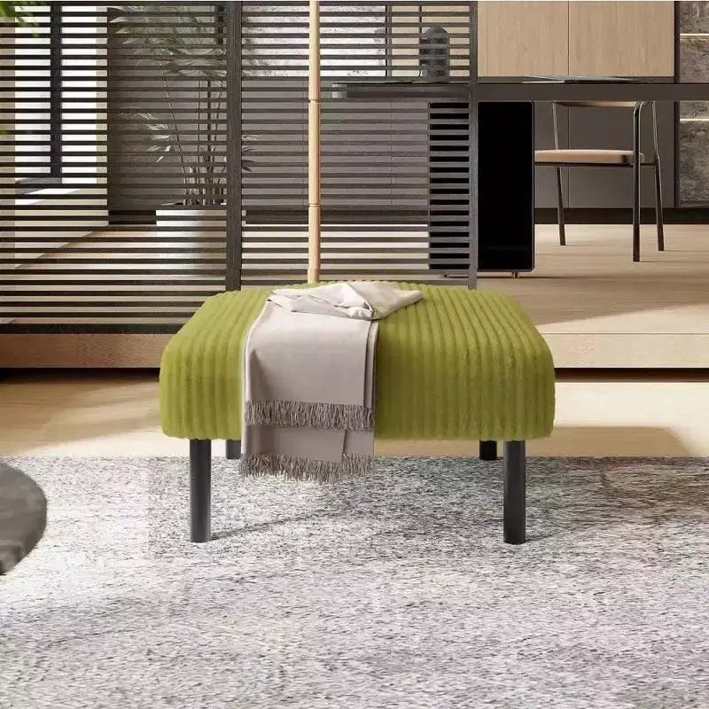 TUYOHW Small Ottoman with Legs,22 Inch Corduroy Footstool 440lbs Capacity,Square Padded Stool for Living Room,Bedroom,Entryway