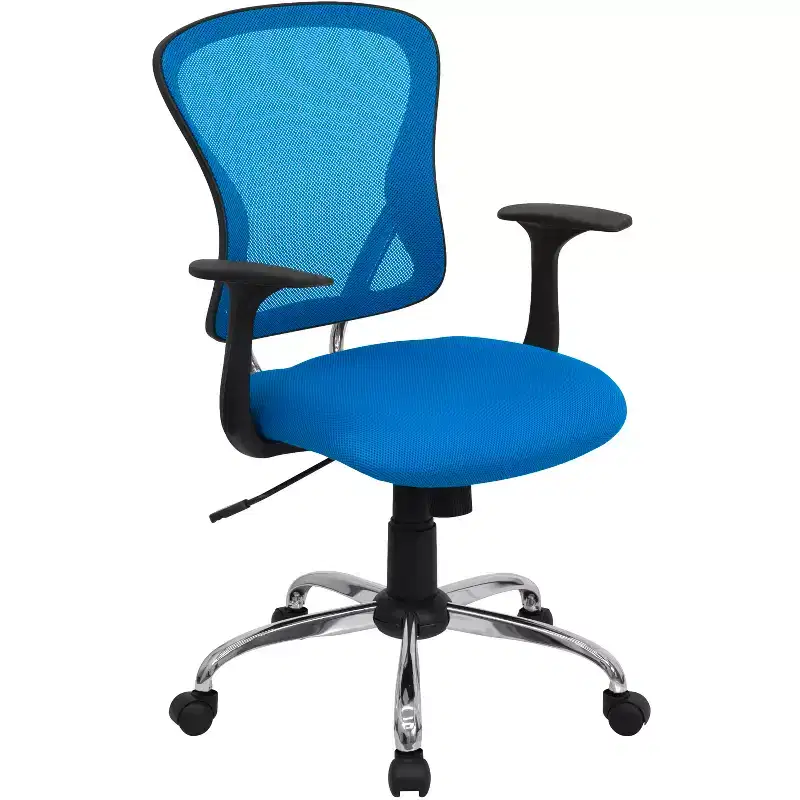 Mid-Back Mesh Swivel Task Office Chair with Chrome Base & Fixed Arms