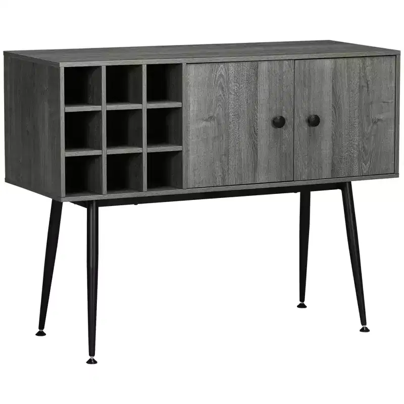 Coffee Bar Cabinet 9-Bottle Wine Rack and Adjustable Shelf, Sideboard Buffet Cabinet Wine Cabinet for Living Room