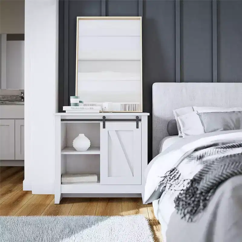 Farmhouse Nightstand with 4 Shelves