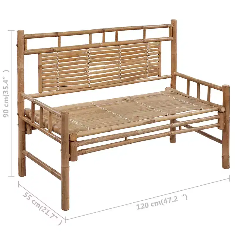 Garden Bench Natural Bamboo Bamboo 47.2 in Waterproof Materials