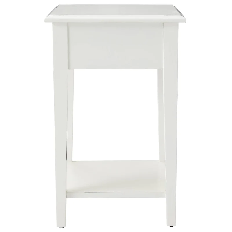 Medium Oak / Slate Black / White One-Drawer Square Side Table with Bottom Shelf