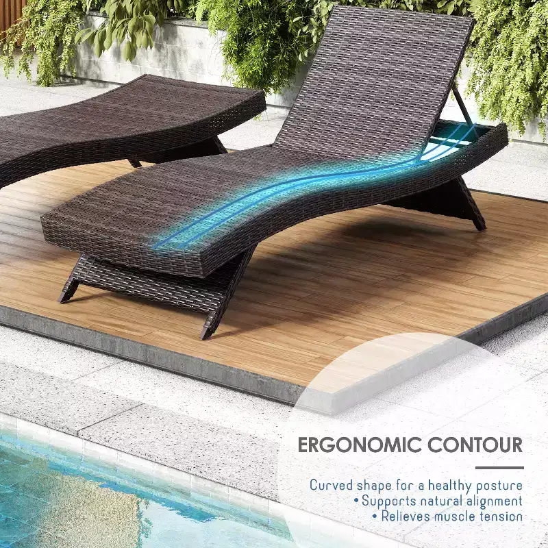 Wicker Patio Chaise Lounge Chair with Reclining Backrest