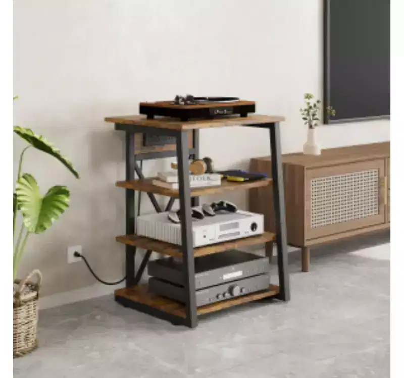 1 Set Particleboard & Metal X-shaped Media Rack,