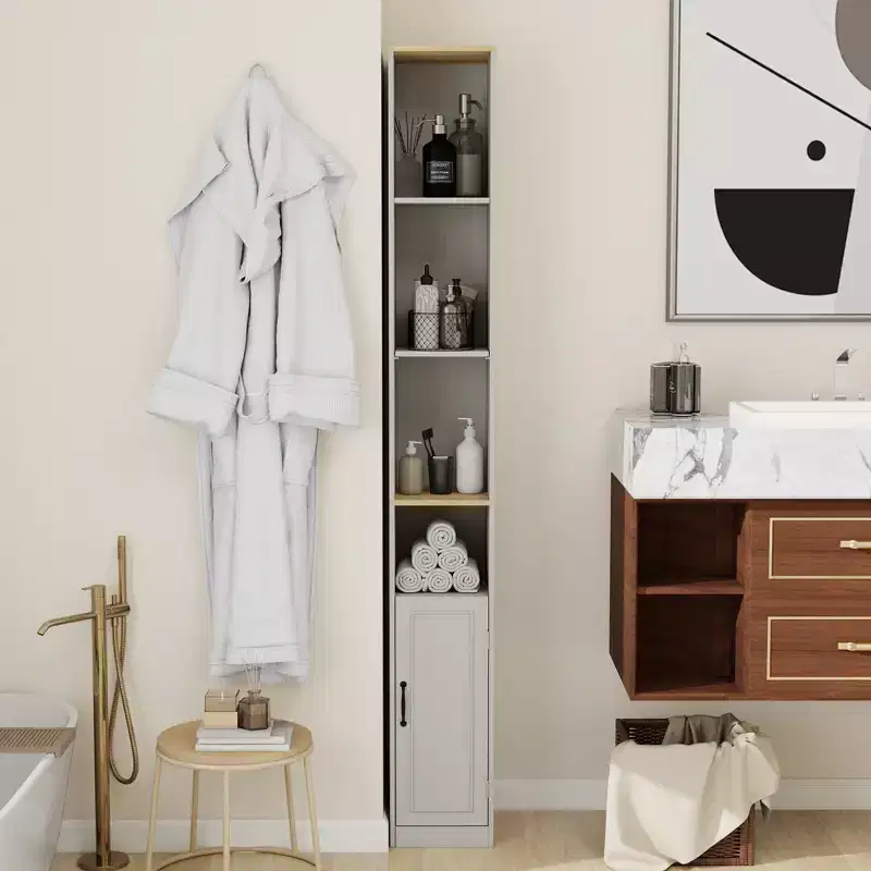 72-Inch Tall Slim Storage Cabinet with Adjustable Shelves