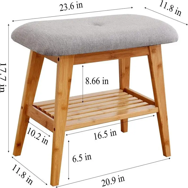 Bamboo Entryway Bench - 11.8D x 23.6W x 17.7H