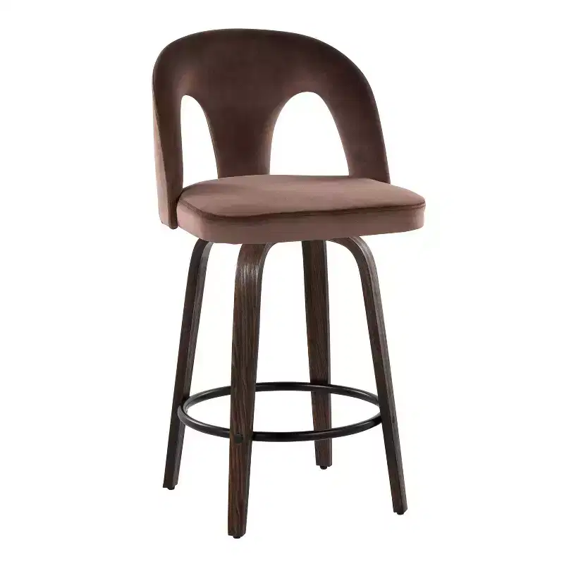 Set of 2 Counter Height Barstools Dark Velvet