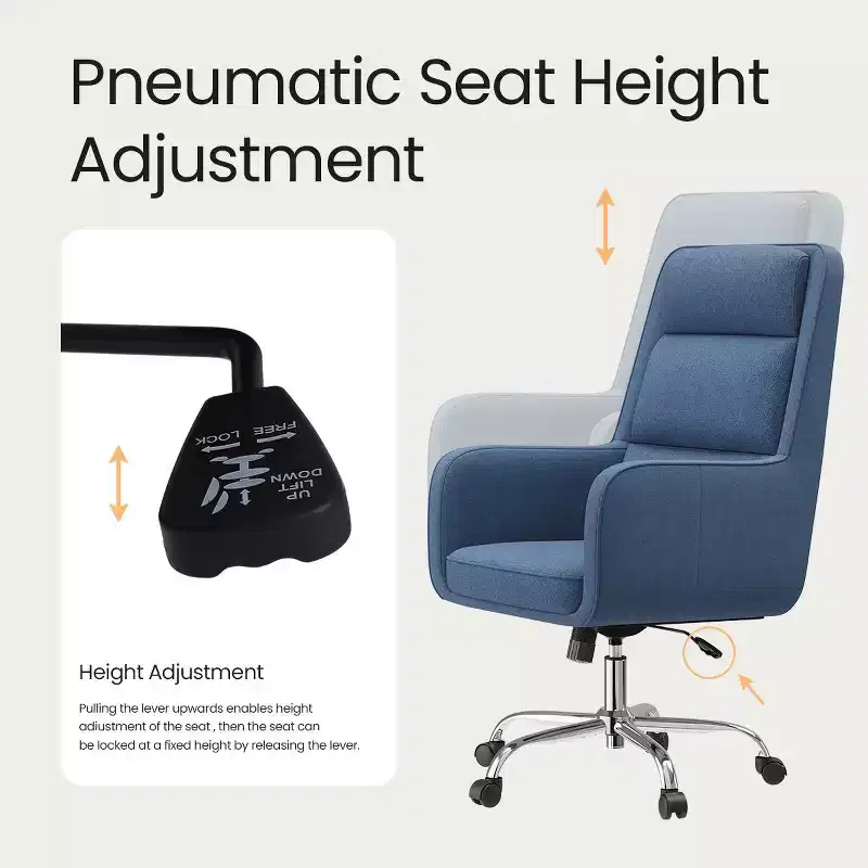 Adjustable Office Chair with 360 Swivel, Premium Chenille Upholstery, Spring-Foam Cushion, and Quiet Rollerblade Casters