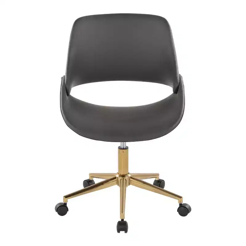 Office Chair Gold/Gray PU Leather Adjustable Height 360 Swivel