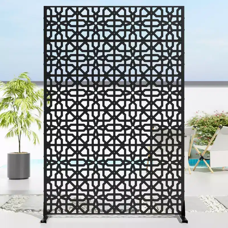 72 H47W Dovelina Brown Metal Planter Box with Trellis Privacy Screen for Caf Patio,Garden & Balconies