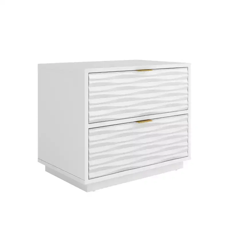 GDFStudio Rowan Modern Wood Side Table with Two Drawers