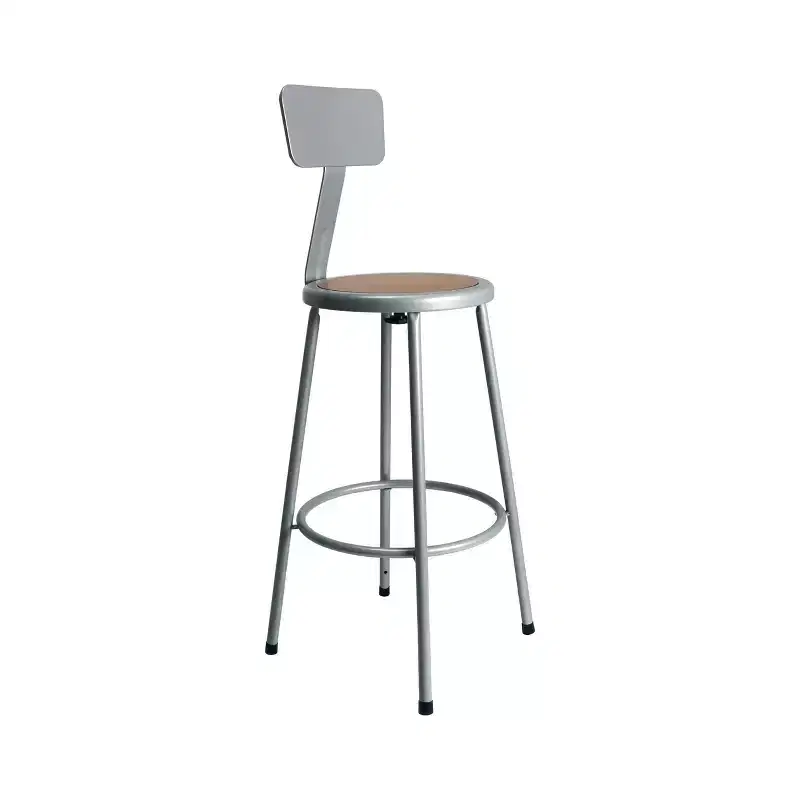 Hampden Furnishings 30" Felix Collection Steel Stool with Backrest Gray