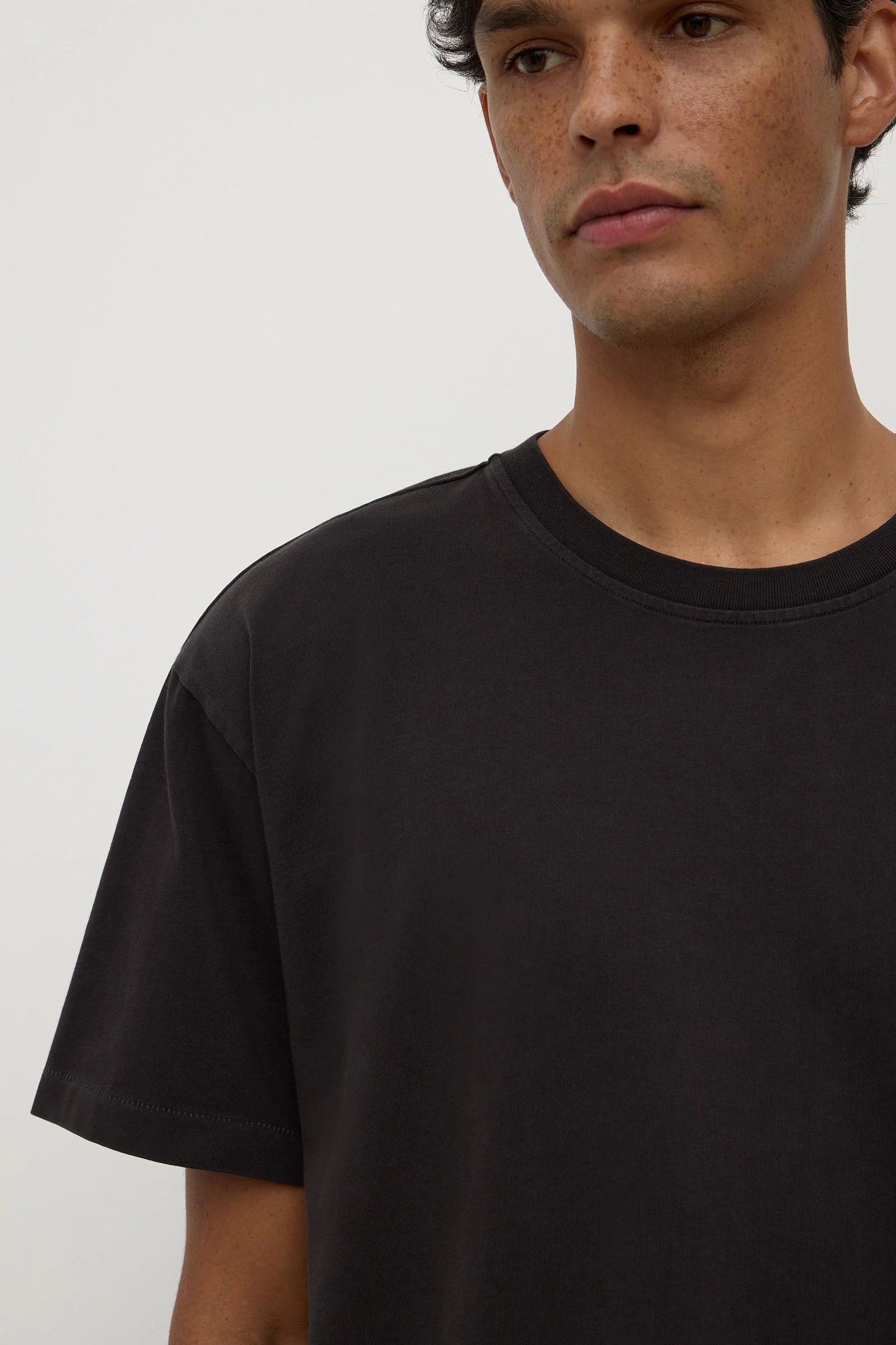Washed Black Cropped Cotton Tee
