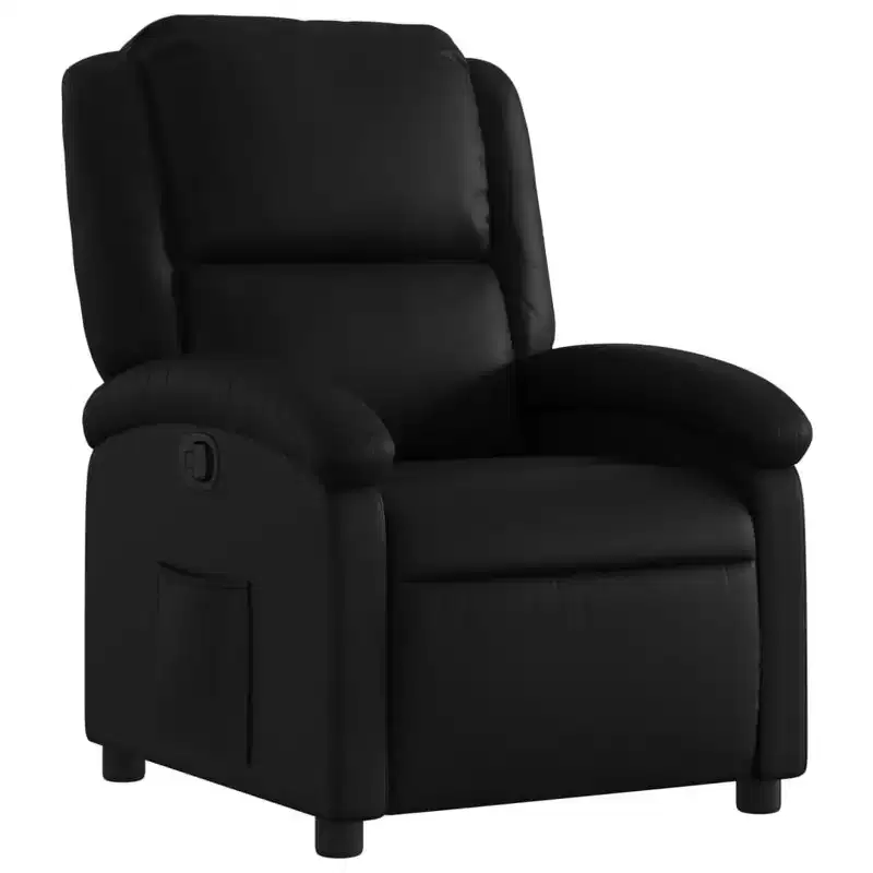 vidaXL Cream Faux Leather Recliner Chair - Wingback Reclining Armchair for Elderly with Manual Function, Padded Seat, and Side Pocket