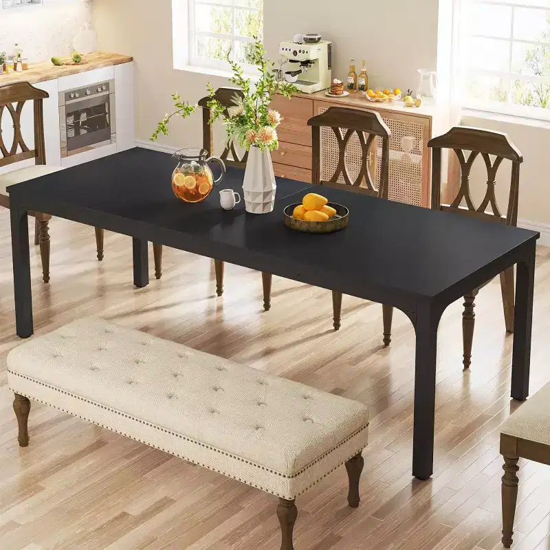 Farmhouse Wood Large Collaborative Desk Rectangle Dining Table,Long Modern Kitchen Dinner Table for Dining Room,Breakfast Nook