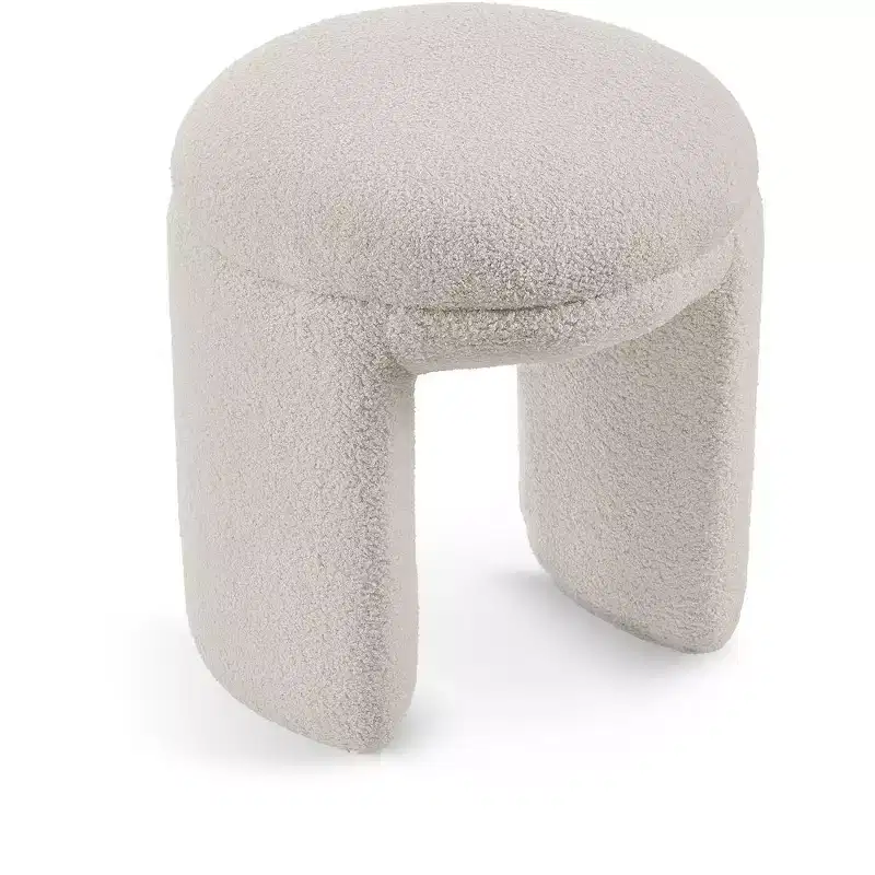 Faux Shearling Teddy Fabric Ottoman/Stool