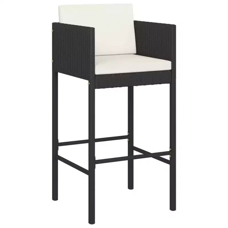 vidaXL Bar Stool Set of 4 Poly Rattan, Powder-Coated Steel