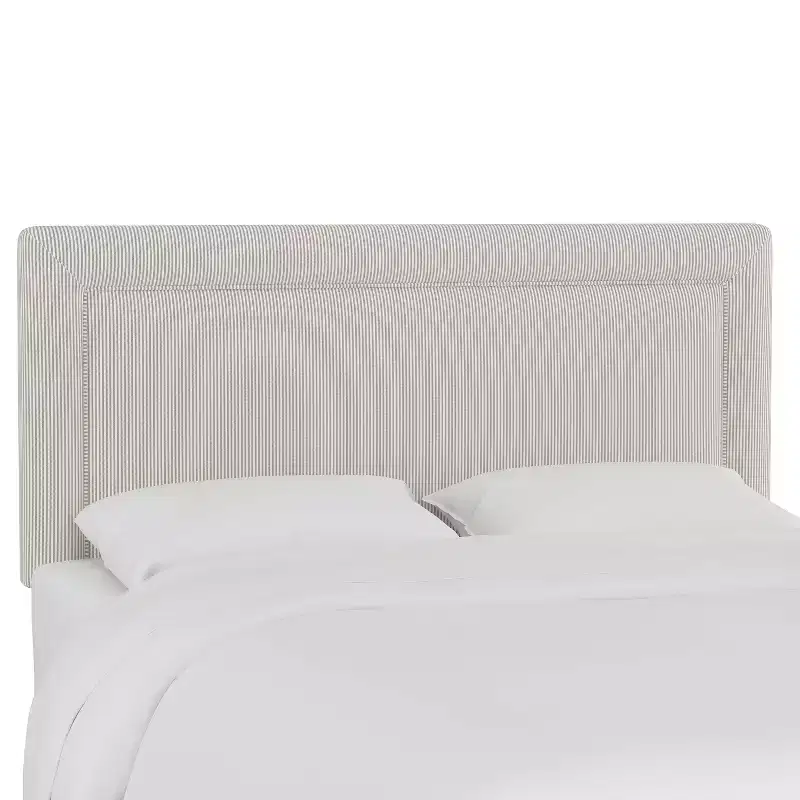 Striped Upholstered Headboard, Twin/Full Size, 100% Cotton, Pine Frame