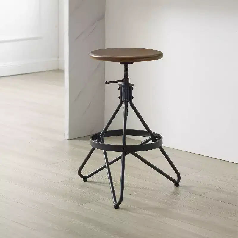 Kalen Adjustable Height Swivel Barstool Brown/Matte Black - Crosley: Steel Frame, Industrial Farmhouse Style, Footrest