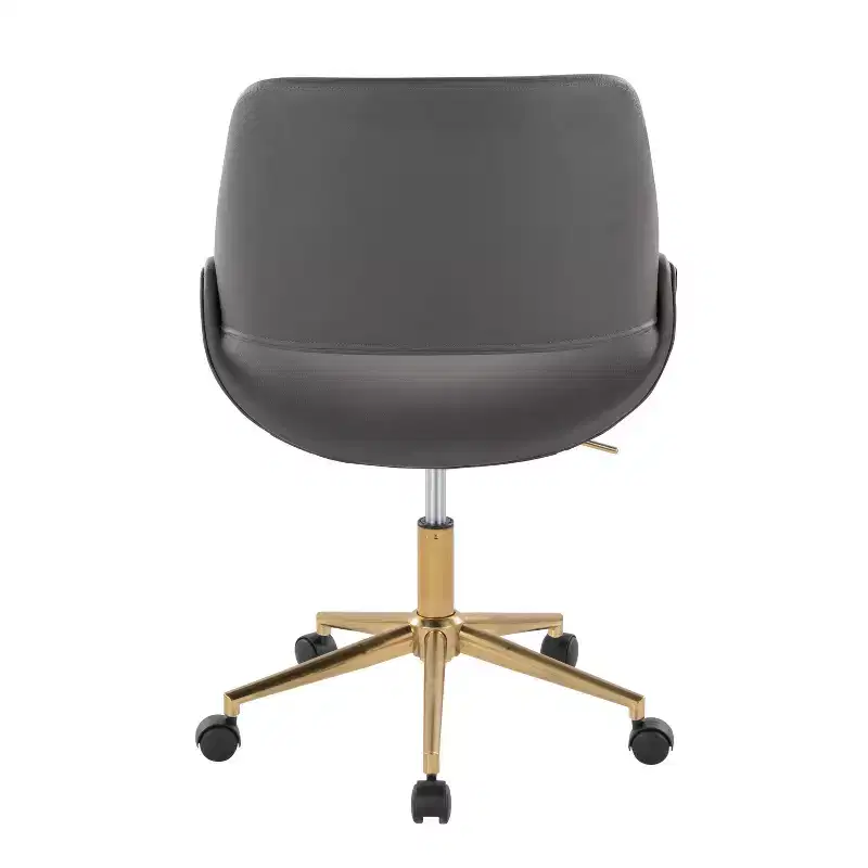 Office Chair Gold/Gray PU Leather Adjustable Height 360 Swivel
