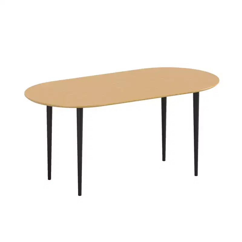 HomeRoots 67 Natural and Black Solid Wood Oval Dining Table