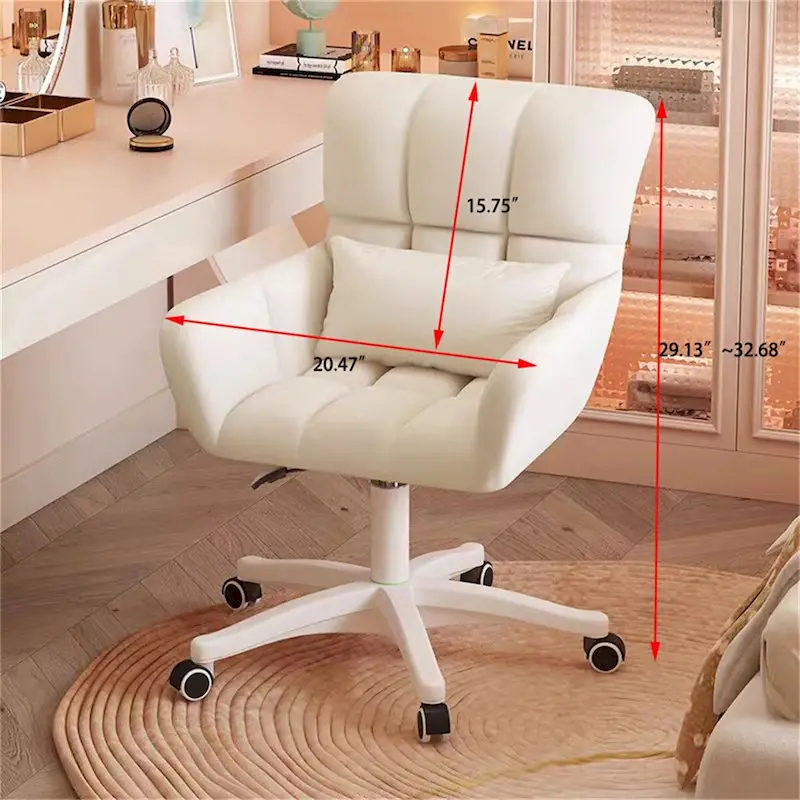 Upholstered Home Office Task Chair with Lumbar Pillow, 360-Degree Swivel, Adjustable Height, Desk Chair