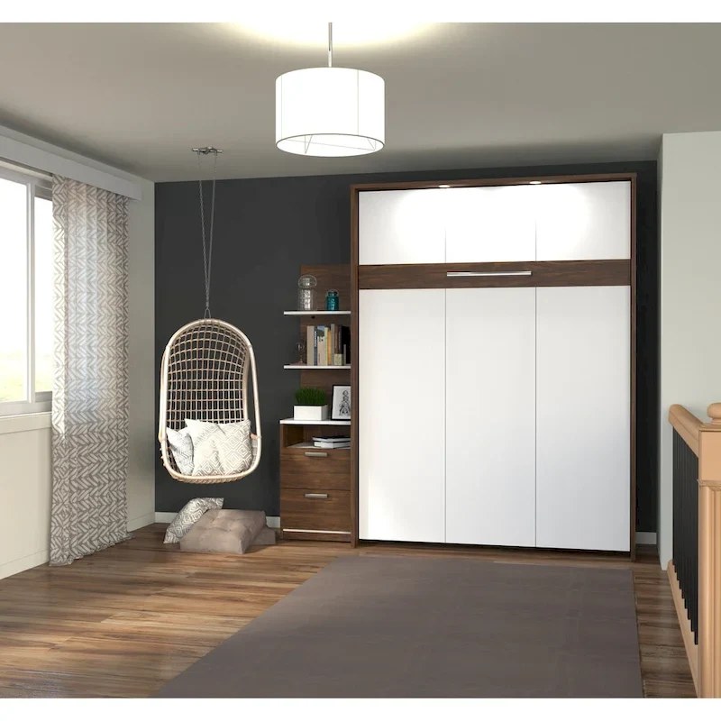 Queen Murphy Bed with Nightstand and Floating Shelves (85W)