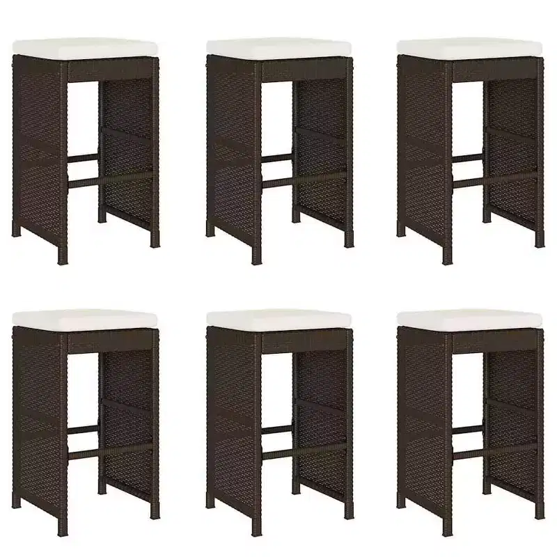 vidaXL Garden Bar Stool Set of 6 PE rattan Standard