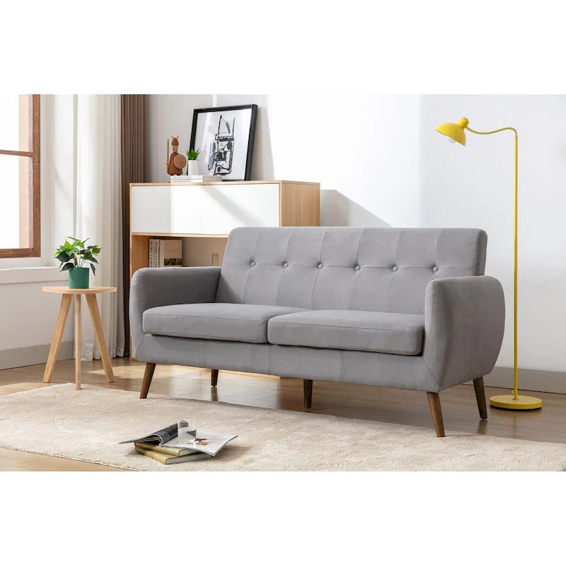 Loveseat Small Sofa Couch, Fabric, Rubberwood