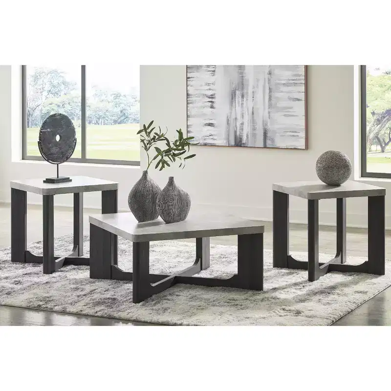 Signature Design by Ashley Sharstorm Occasional Table Set, Coffee Table and 2 End Tables, Two-Tone Gray