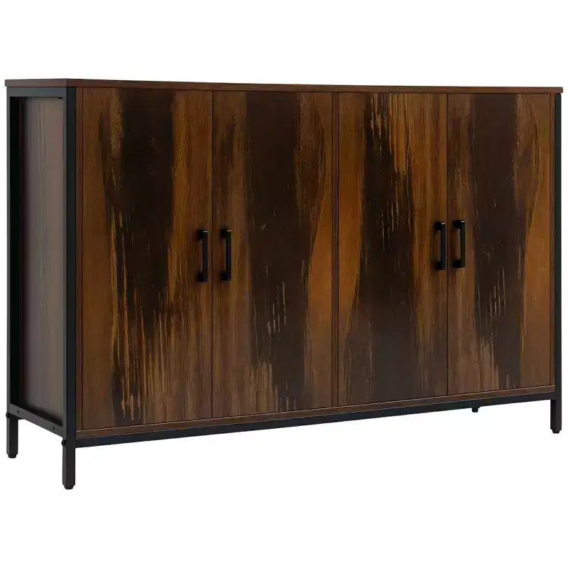 Industrial Sideboard Buffet Cabinet with Doors, Kitchen Cabinet Bar Cabinet with Adjustable Shelves