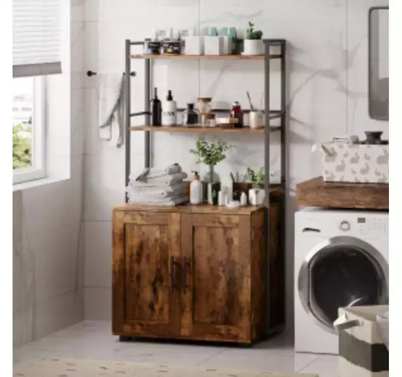 2-Tier Cat Litter Cabinet, MDF & PB & Iron,